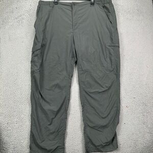 Columbia Nylon Pants Hiking Mens 44X32 Green Lightweight Cargo Pocket Outdoor